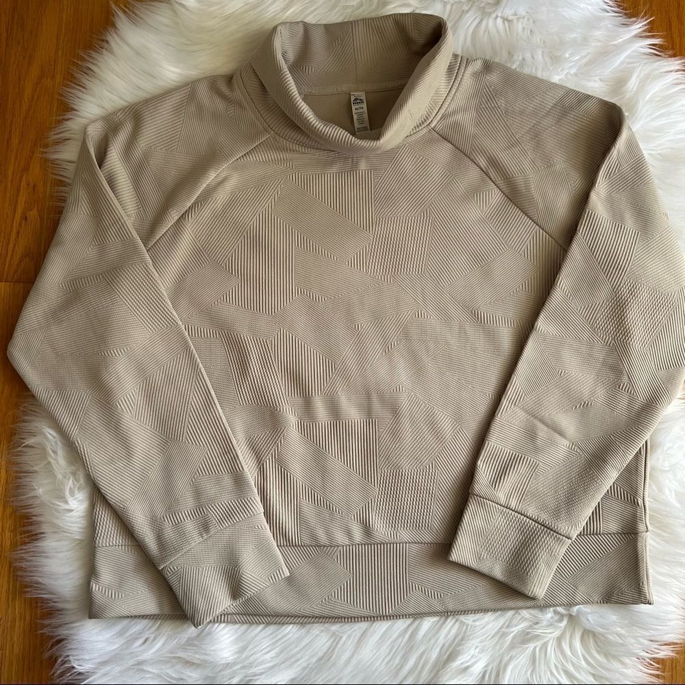 RBX Mock Neck Tan Pullover Asymmetric Design XL
